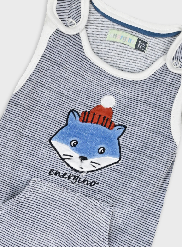 Stripped romper with bodysuit for baby boy (0-12 months) | GREY