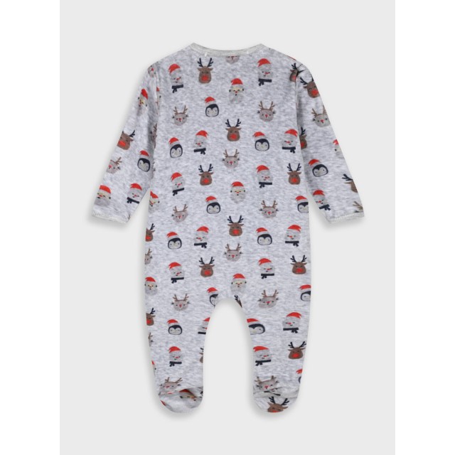 Baby Christmas velour Romper, UNISEX  (0 -15 months) | GRIS MELANGE