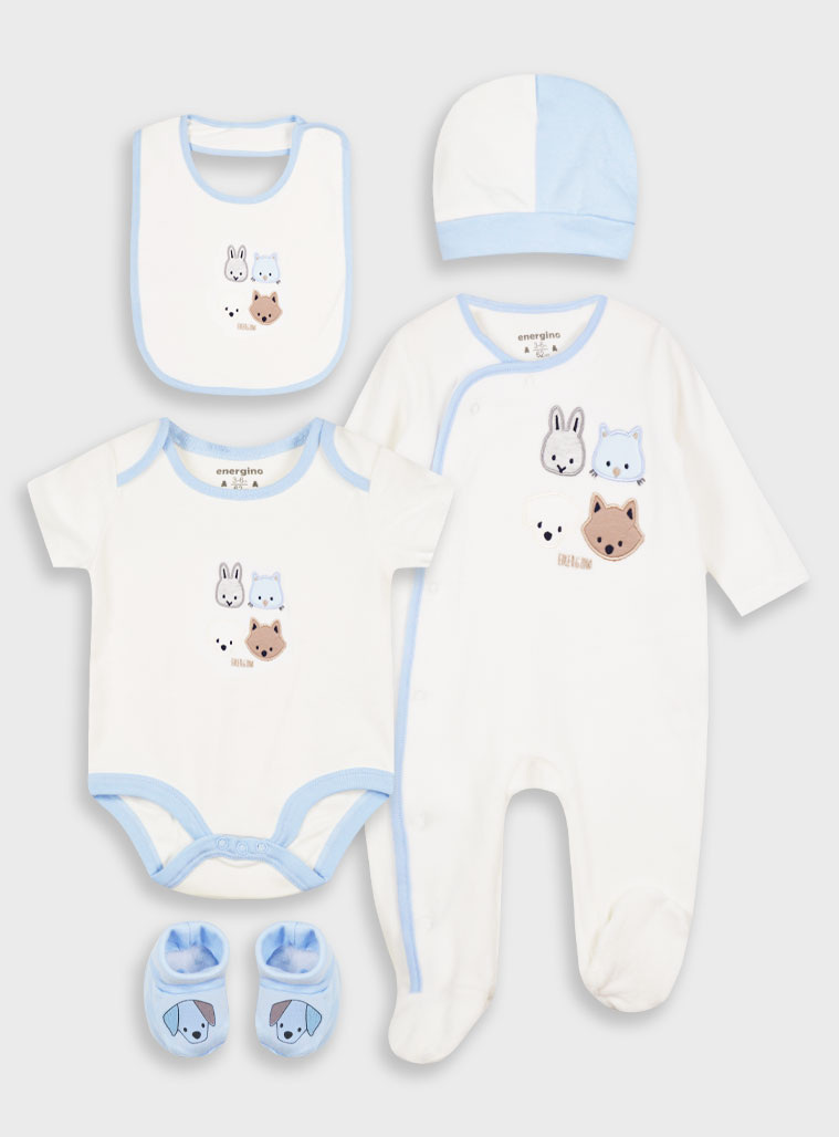 Energiers σετ δώρου 5 τμχ για βρεφικό αγόρι (0-9 μηνών) | ΕΚΡΟΥ