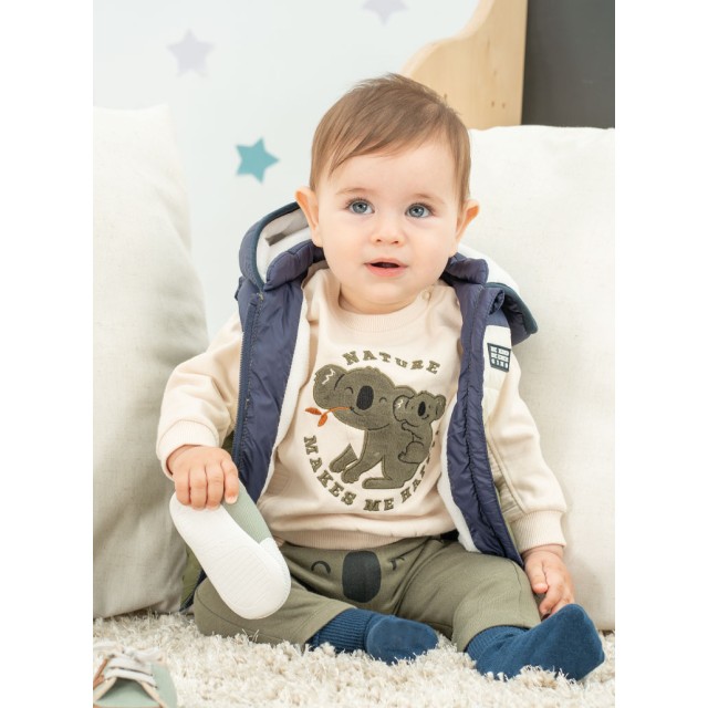 Baby sleeveless coat for boy (6 - 18 months) | KHAKI