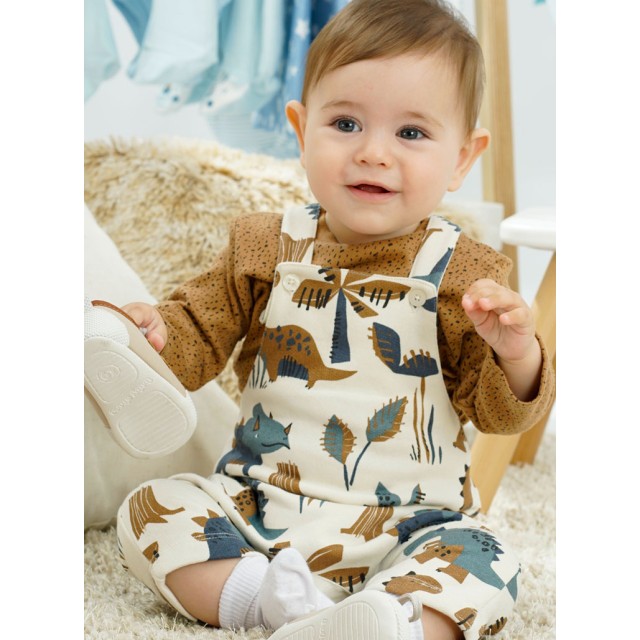 Baby set shirt with overalls for boy (3 - 18 months) | CREAM