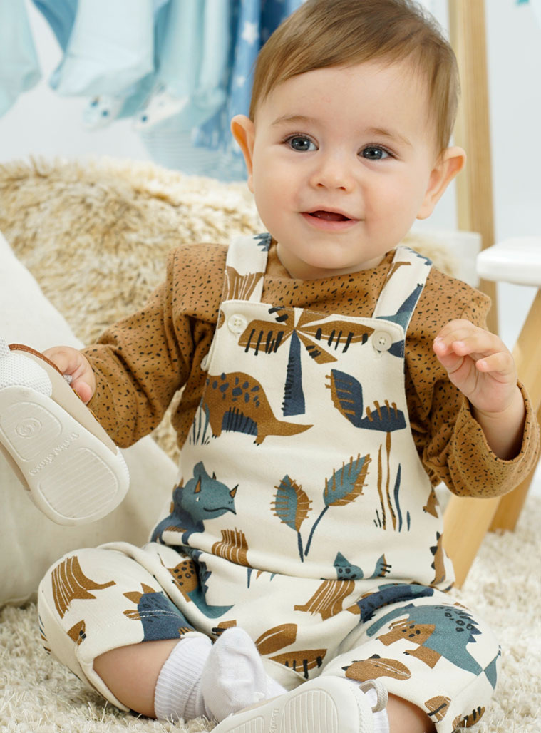 Baby set shirt with overalls for boy (3 - 18 months) | CREAM Baby set shirt with overalls for boy (3 - 18 months) | CREAM