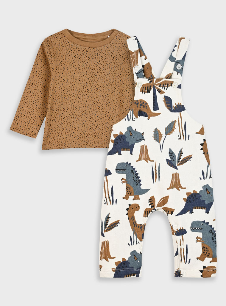 Baby set shirt with overalls for boy (3 - 18 months) | CREAM