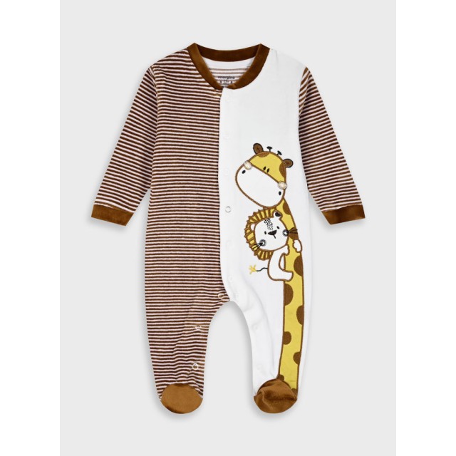 Baby velvet romper for boy (0 - 12 months) | MOCHA MOUSSE
