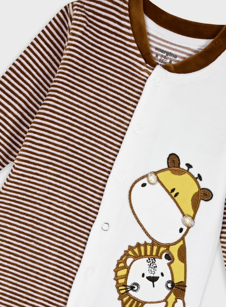 Baby velvet romper for boy (0 - 12 months) | MOCHA MOUSSE