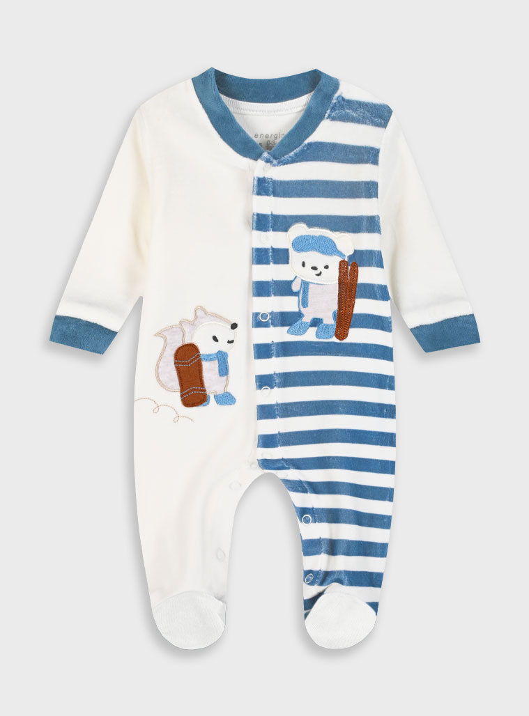 Velvet romper for baby boy (0 - 15 months) | ECRU Velvet romper for baby boy (0 - 15 months) | ECRU