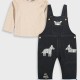 Baby set shirt with overalls | BLACK DENIM