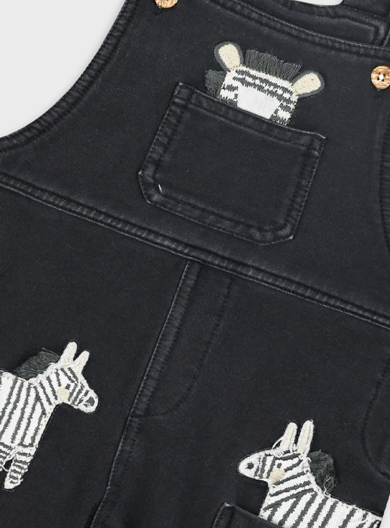 Baby set shirt with overalls | BLACK DENIM