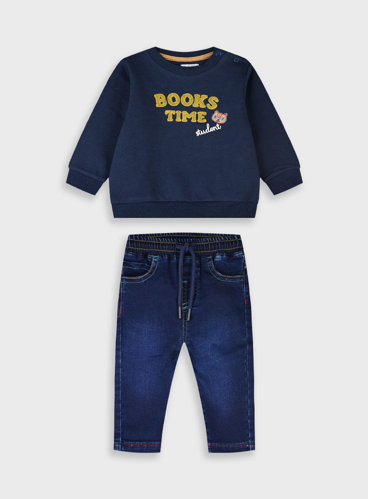 Βρεφικό σετ μπλούζα με τζην | ΜΠΛΕ ΤΖΗΝ