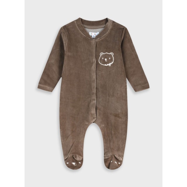 Baby velvet romper | CHOCOLATE