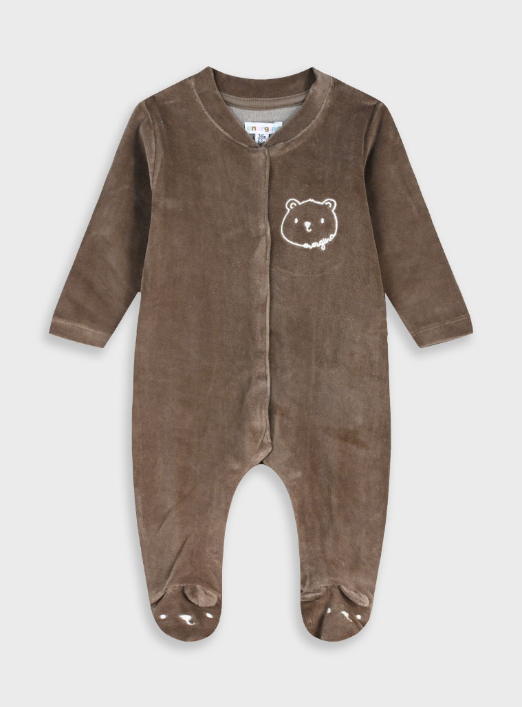 Baby velvet romper | CHOCOLATE