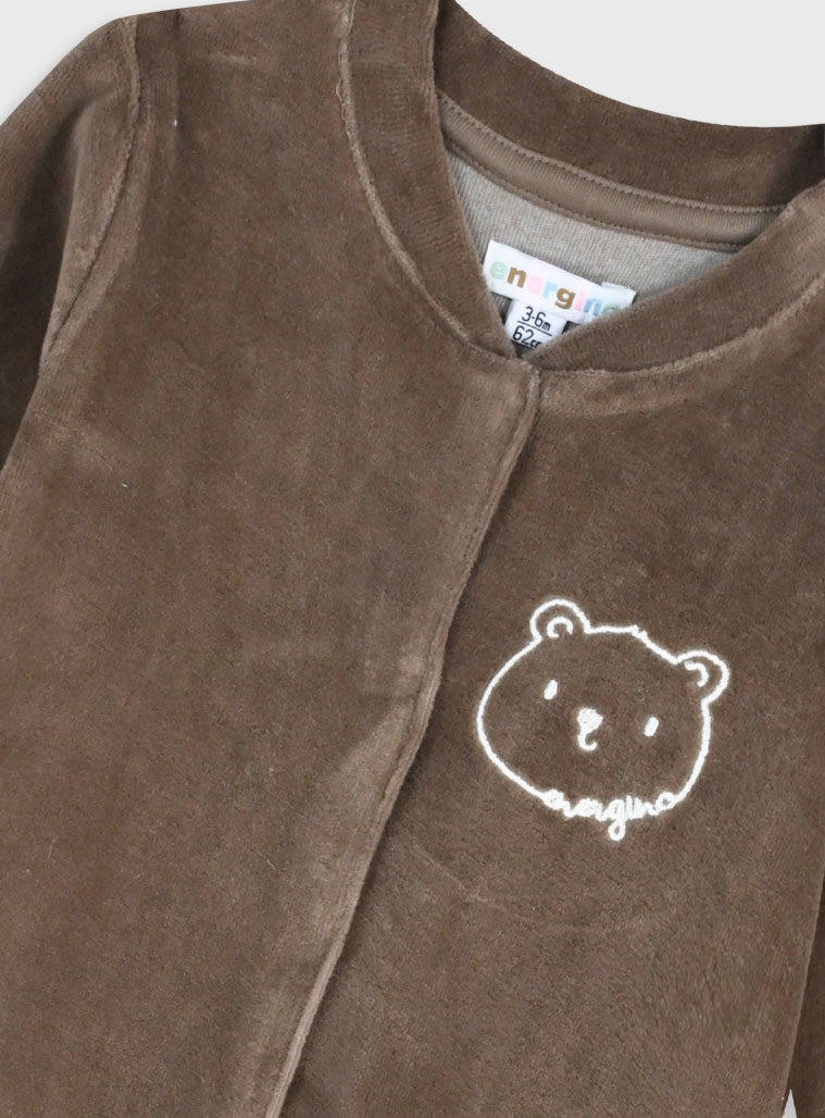 Baby velvet romper | CHOCOLATE