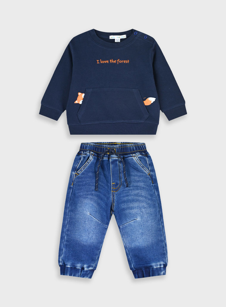 Βρεφικό σετ μπλούζα με τζην | ΜΠΛΕ ΤΖΗΝ