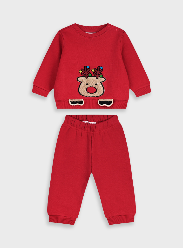 Χριστουγεννιάτικη βρεφική φούτερ φόρμα | ΚΟΚΚΙΝΟ Χριστουγεννιάτικη βρεφική φούτερ φόρμα | ΚΟΚΚΙΝΟ