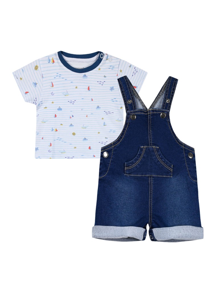 Βρεφικό σετ 2 τεμάχια με μπλούζα και σαλοπέτα για αγόρι (3-18 μηνών) | ΜΠΛΕ ΤΖΗΝ