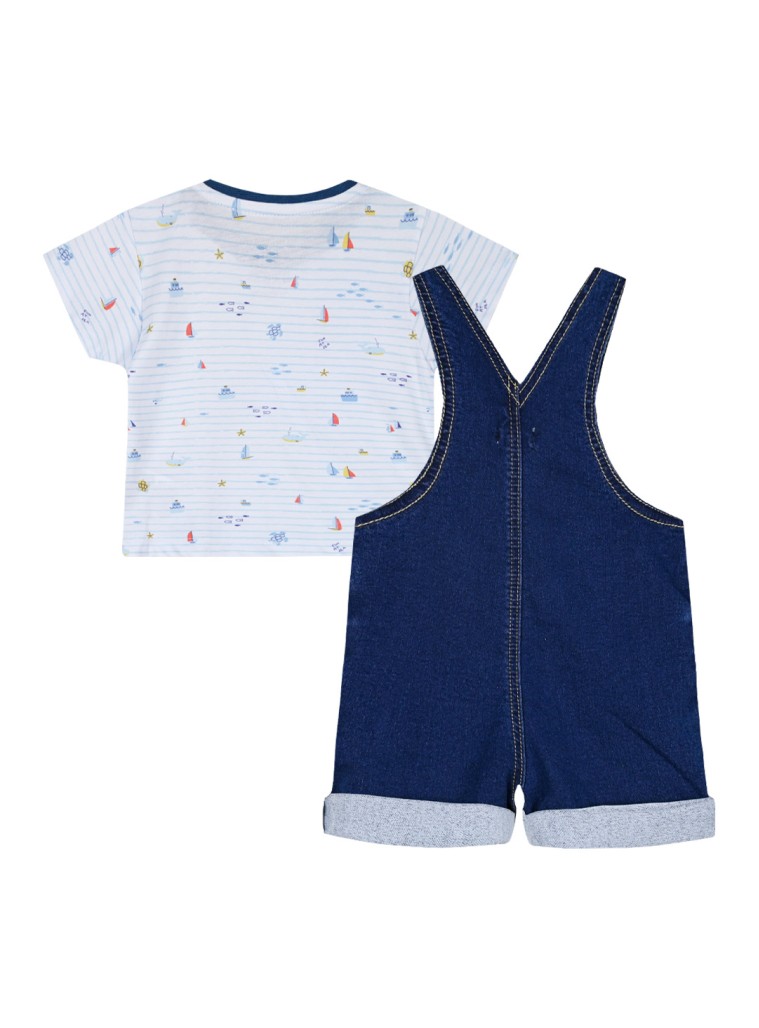 Βρεφικό σετ 2 τεμάχια με μπλούζα και σαλοπέτα για αγόρι (3-18 μηνών) | ΜΠΛΕ ΤΖΗΝ