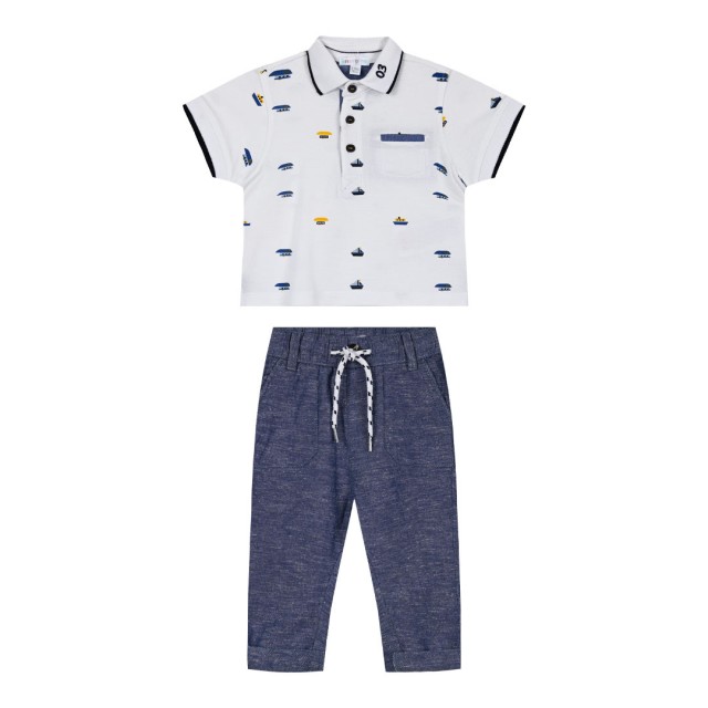 Baby boy΄s 2 piece set with embroidery (6-18 months) | NAVY