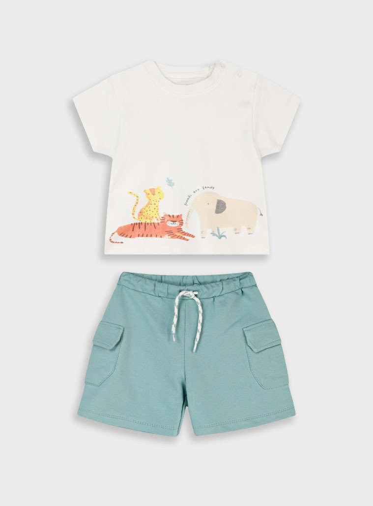 Set t-shirt and shorts for baby boys (3 - 18 months) | MINT GREEN