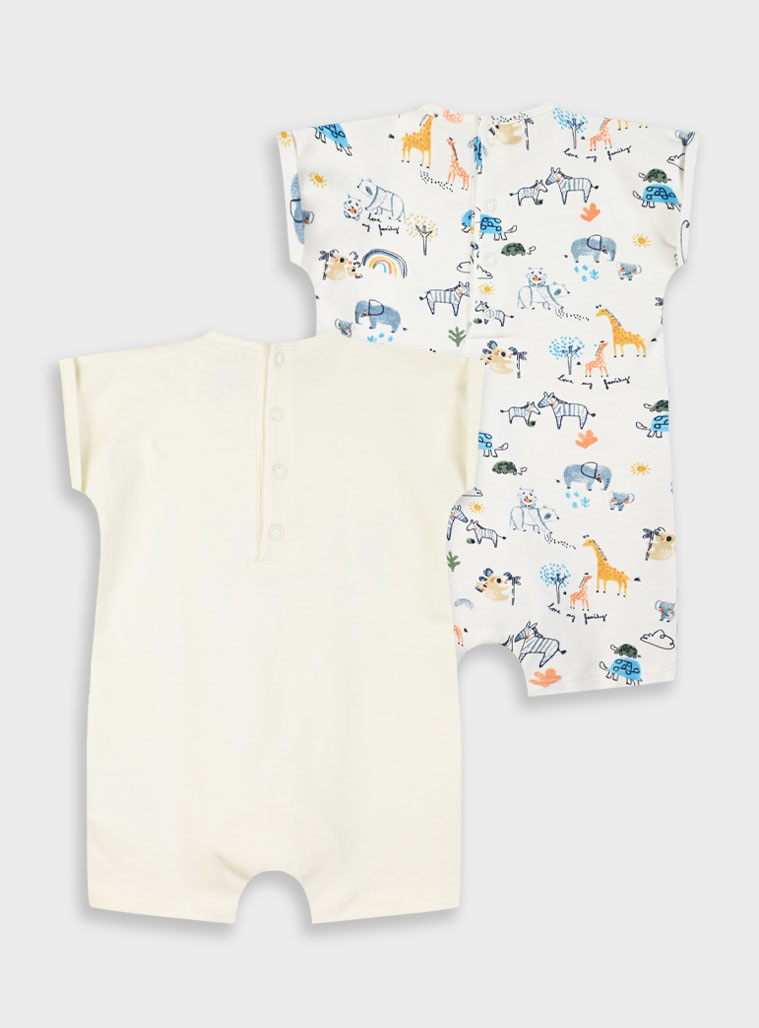 Set of 2 rompers for baby boys (0 - 18 months) | CREAM