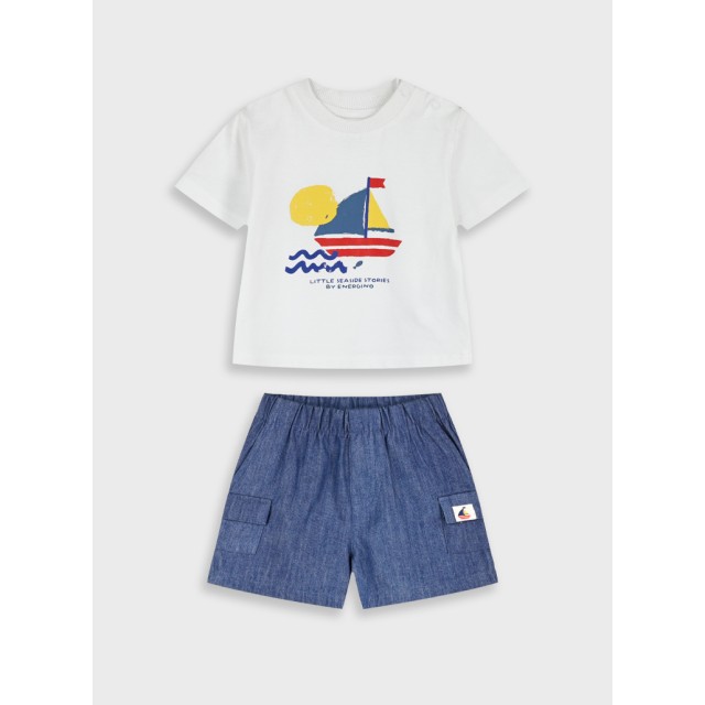 Set t-shirt with shorts | BLUE DENIM