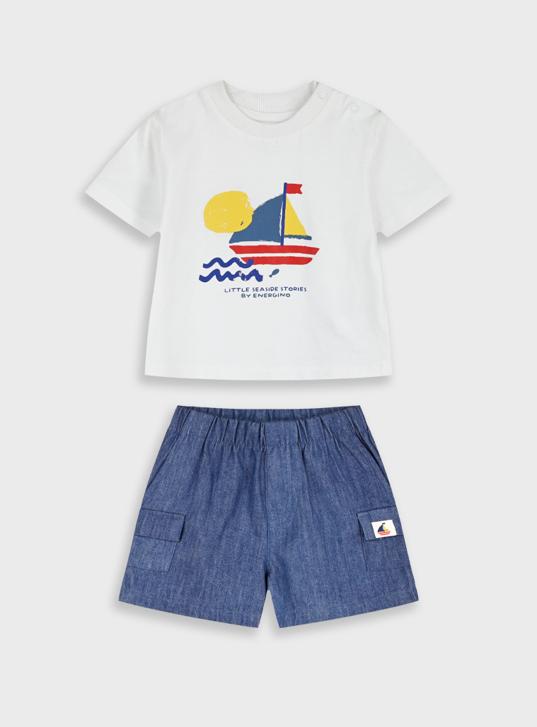 Set t-shirt with shorts | BLUE DENIM
