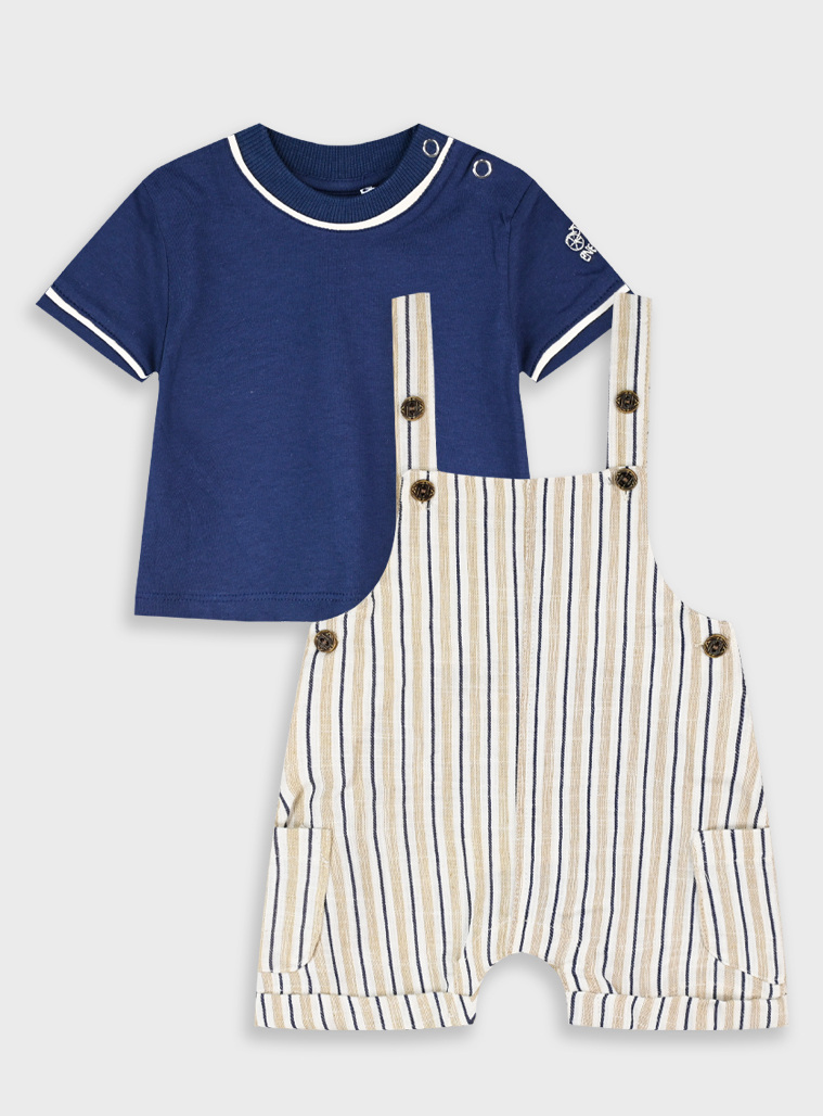 Set t-shirt with dungarees | STRIPPED PRINT