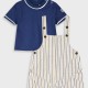 Set t-shirt with dungarees | STRIPPED PRINT