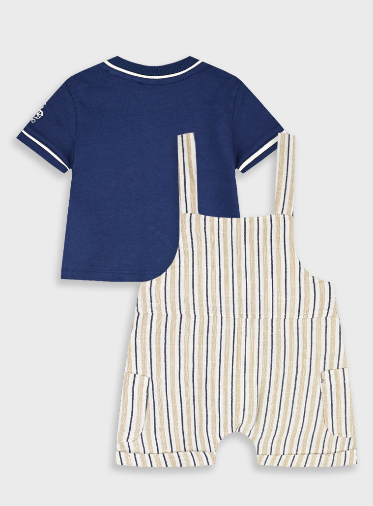 Set t-shirt with dungarees | STRIPPED PRINT