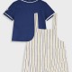 Set t-shirt with dungarees | STRIPPED PRINT