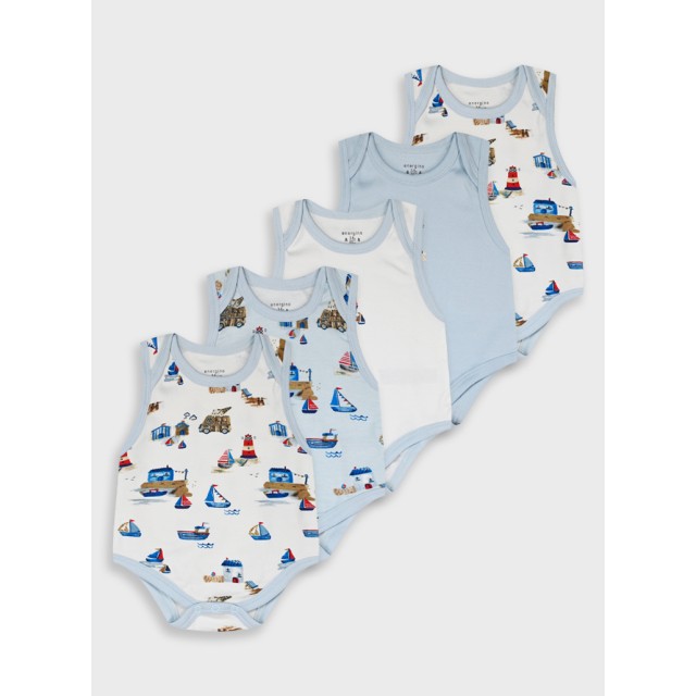 Set of 5 sleeveless bodysuits | ALL OVER PRINT