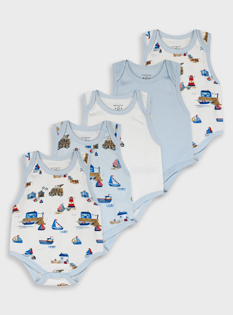 Set of 5 sleeveless bodysuits | ALL OVER PRINT