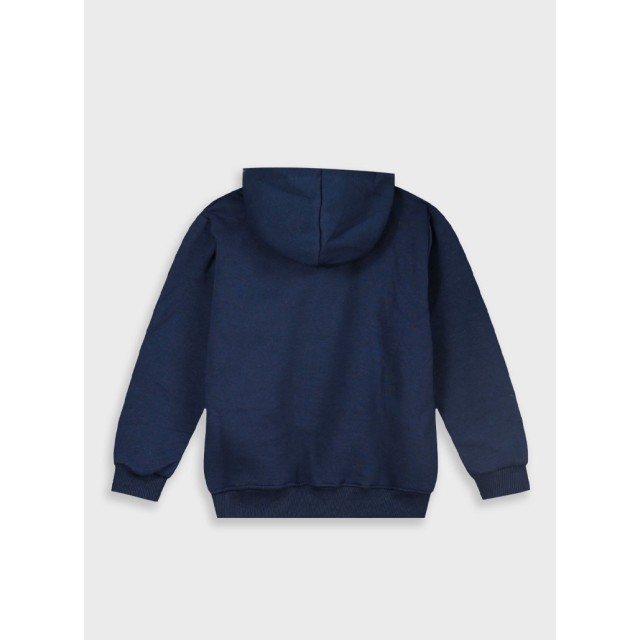 Boy΄s fleece jacket with built-in hood and zip | NAVY