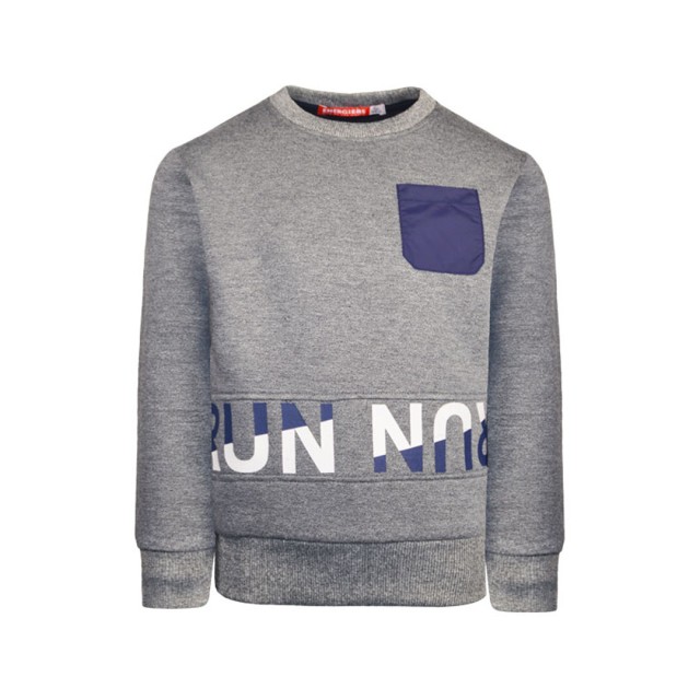 Fleece shirt with print | BLUE MELANGE