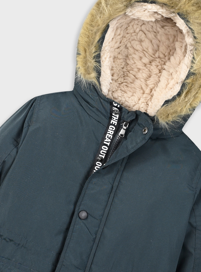 Coat with polar fleece lining for boys | BLUEBLACK