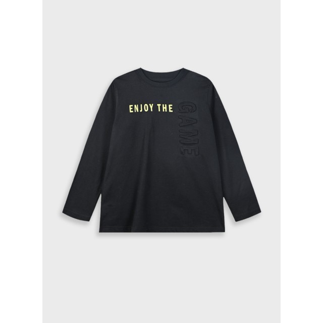 Shirt with embossed print for boys | BLACK