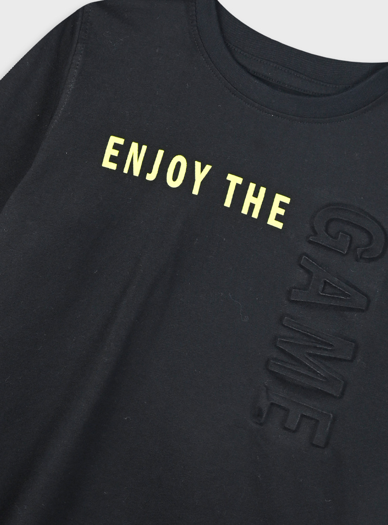 Shirt with embossed print for boys | BLACK