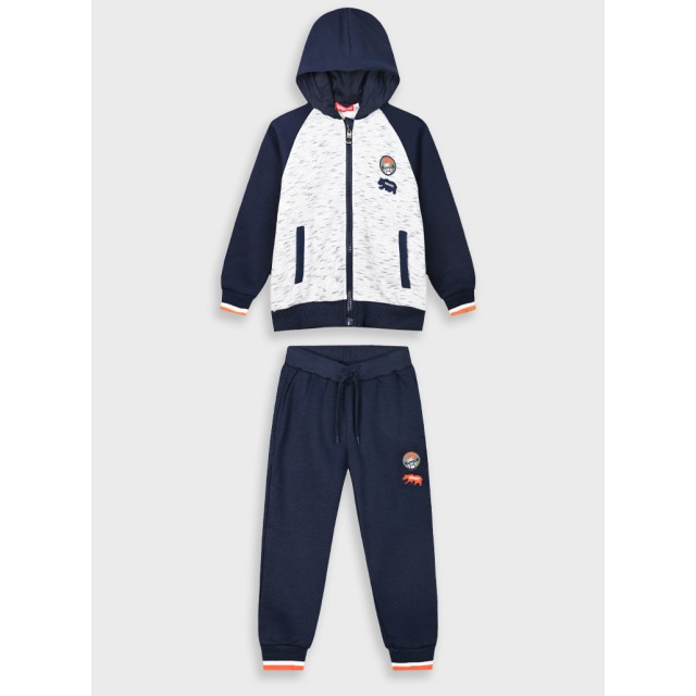 Fleece tracksuit with jacket and peached inside for boys | NAVY