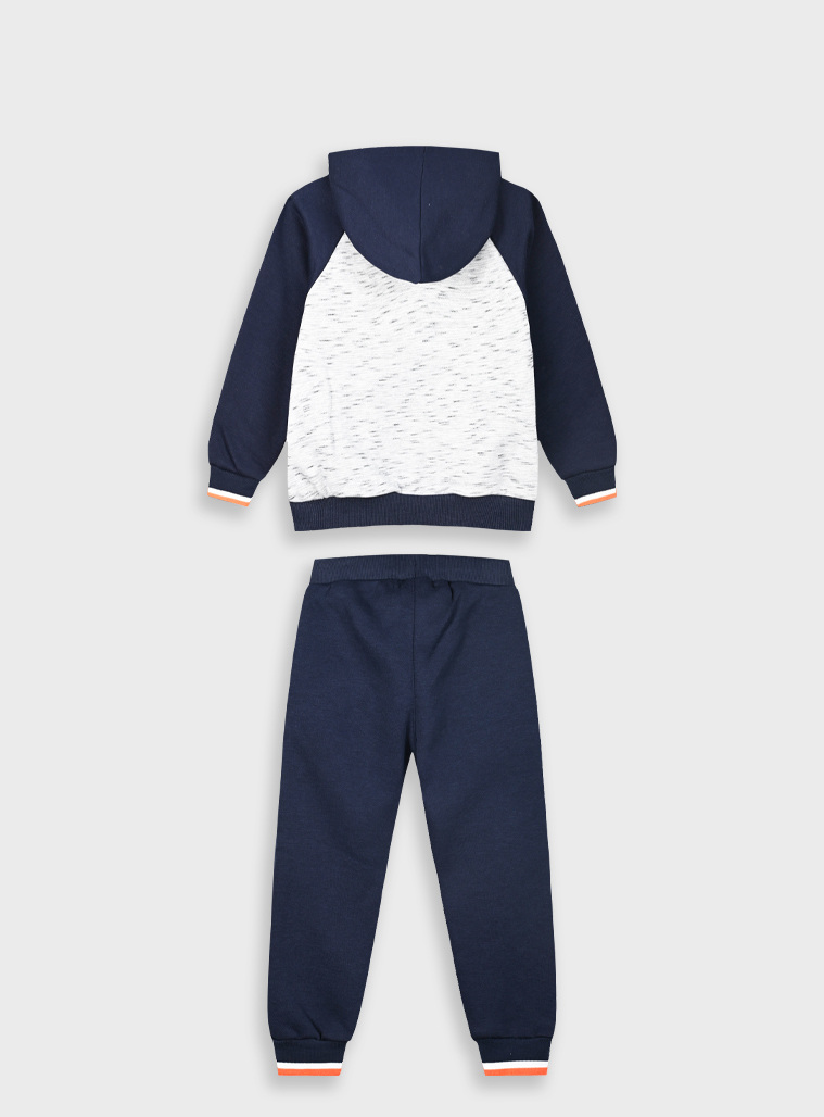 Fleece tracksuit with jacket and peached inside for boys | NAVY