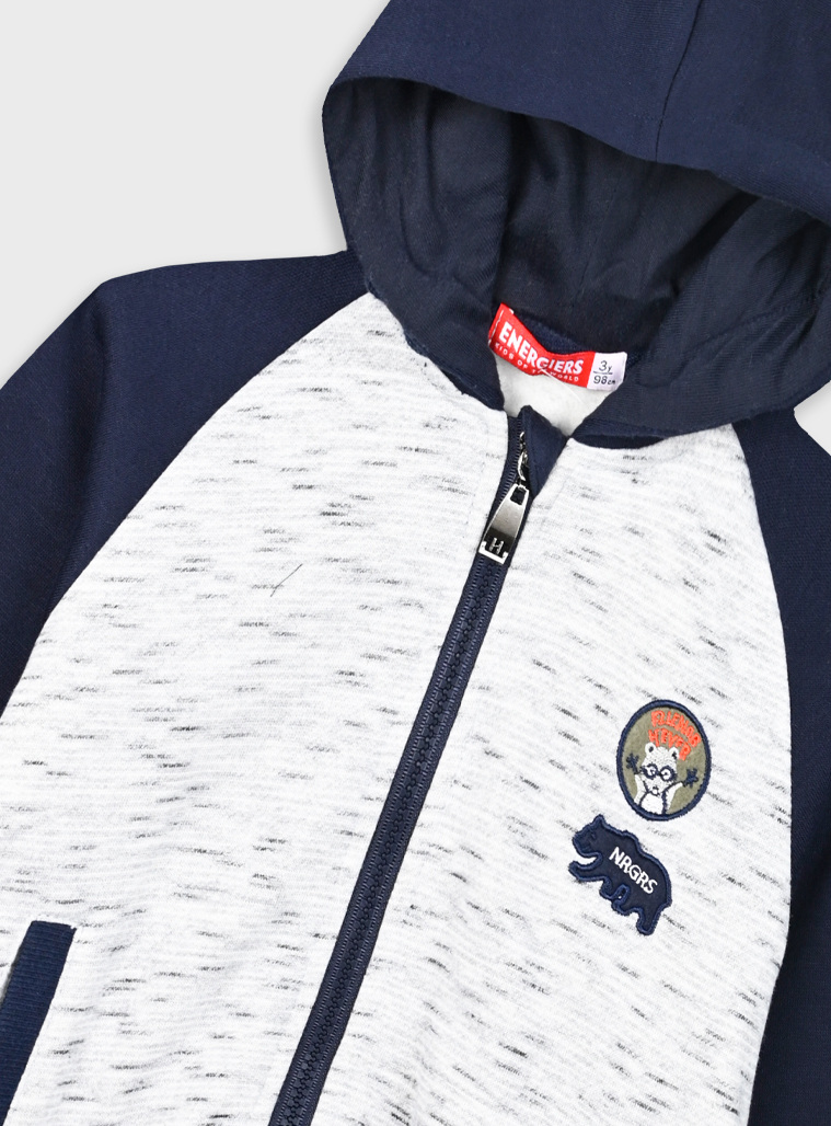 Fleece tracksuit with jacket and peached inside for boys | NAVY
