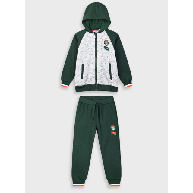 Fleece tracksuit with jacket and peached inside for boys | PETROL