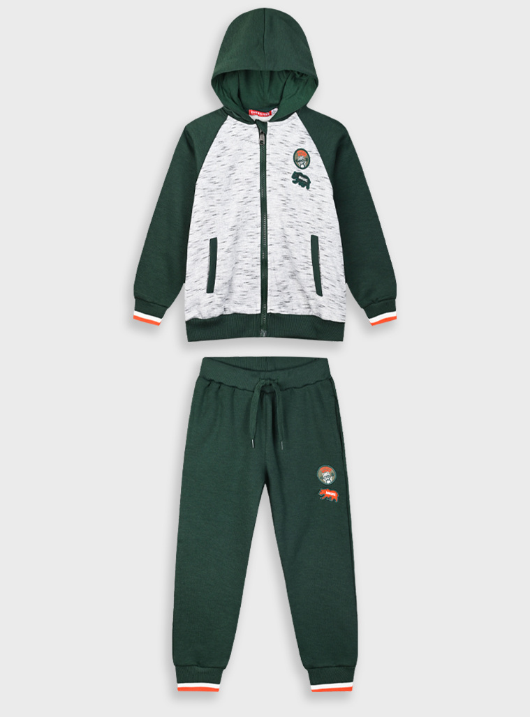 Fleece tracksuit with jacket and peached inside for boys | PETROL
