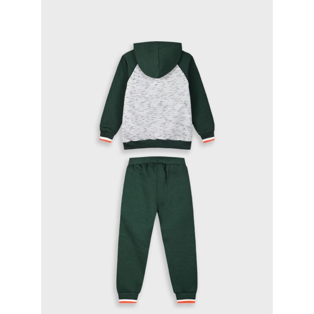 Fleece tracksuit with jacket and peached inside for boys | Petrolio