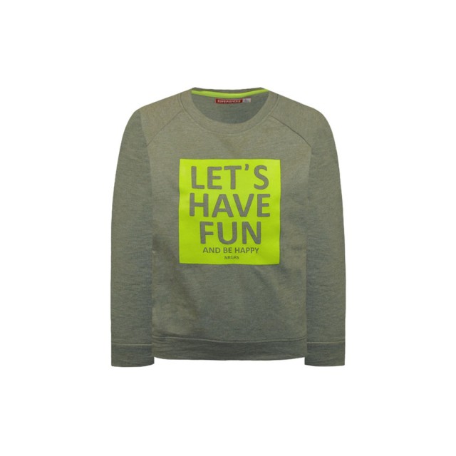 Fleece sweatshirt with print | KHAKI