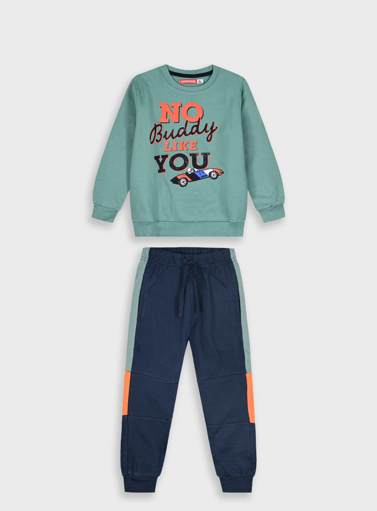 Fleece tracksuit with print for boy | NAVY