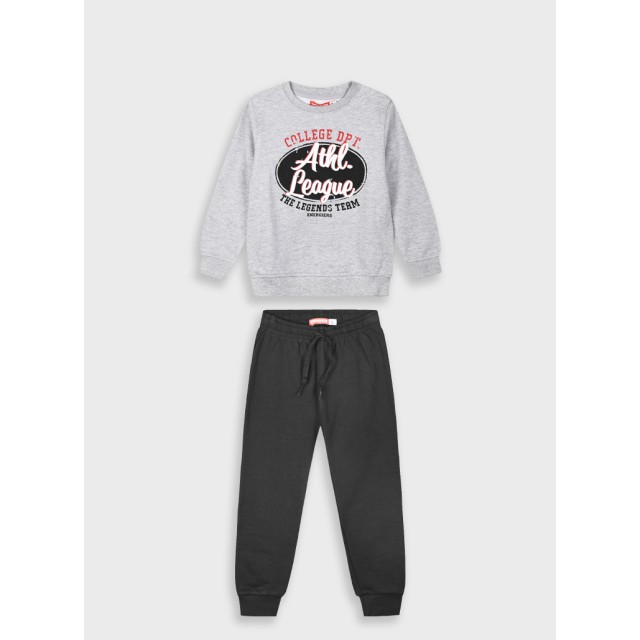 Fleece tracksuit with print for boy | BLACK