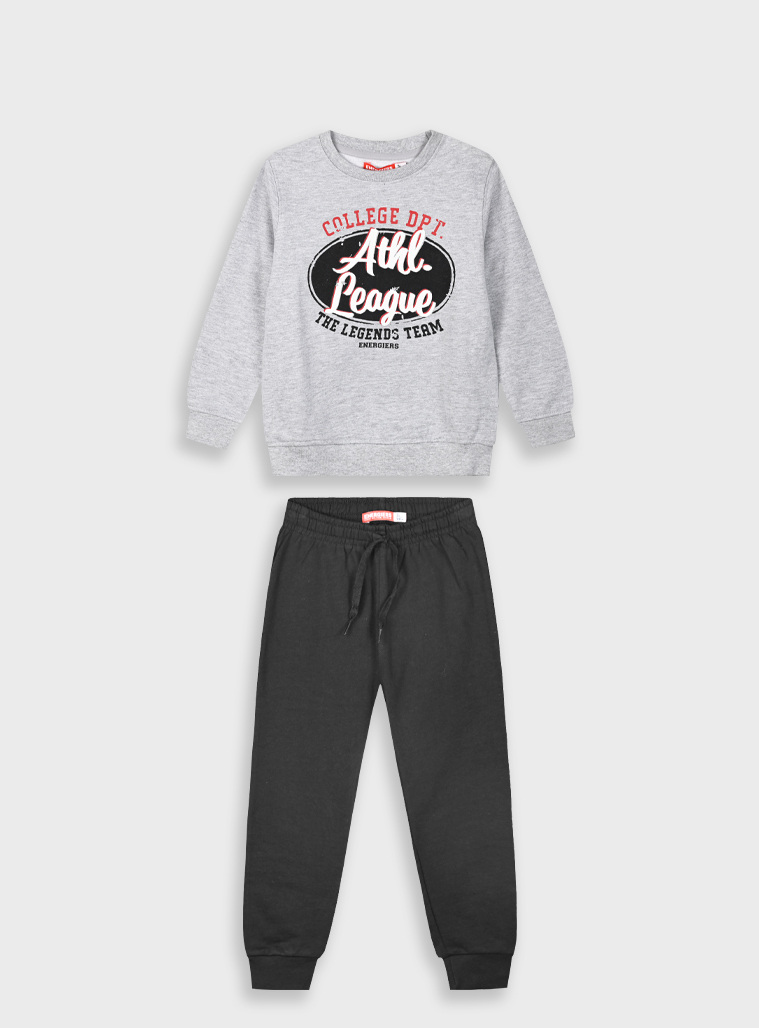 Σετ φούτερ φόρμα με τύπωμα για αγόρι | ΜΑΥΡΟ