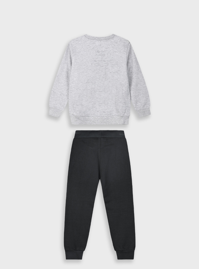 Fleece tracksuit with print for boy | BLACK