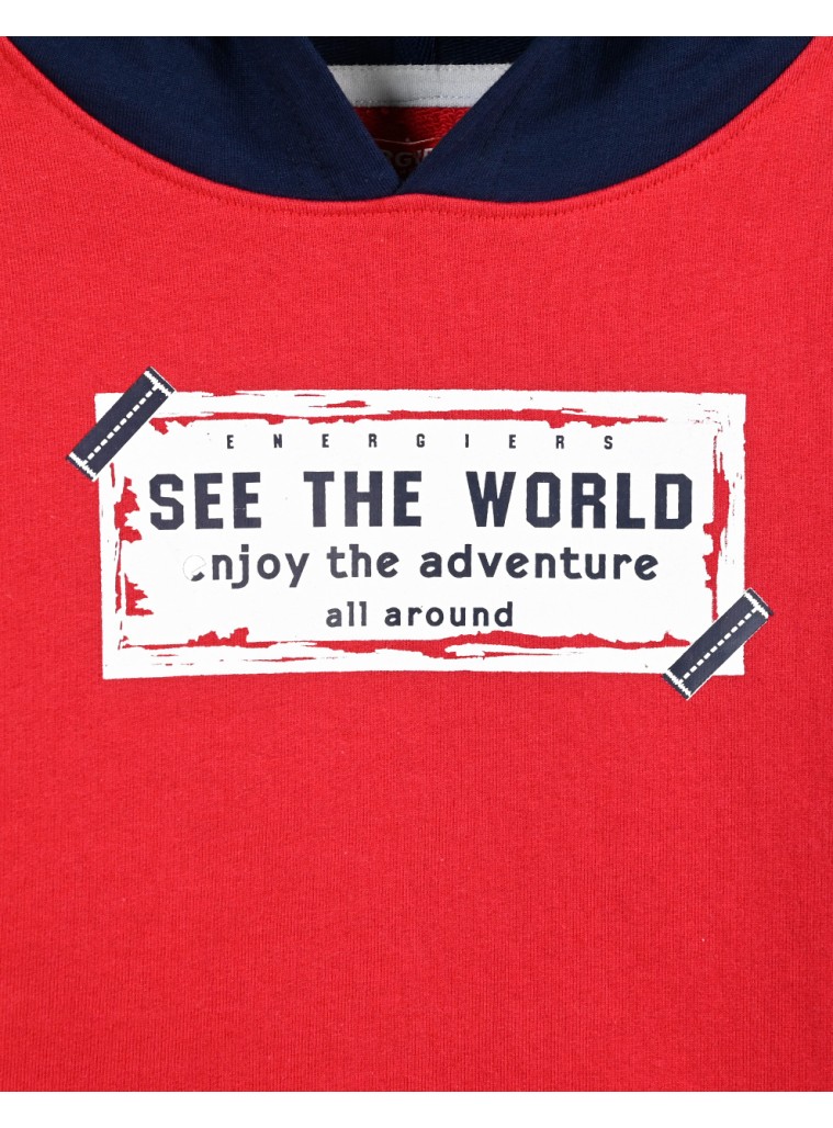 Φούτερ μπλούζα με τύπωμα για αγόρι | ΚΟΚΚΙΝΟ