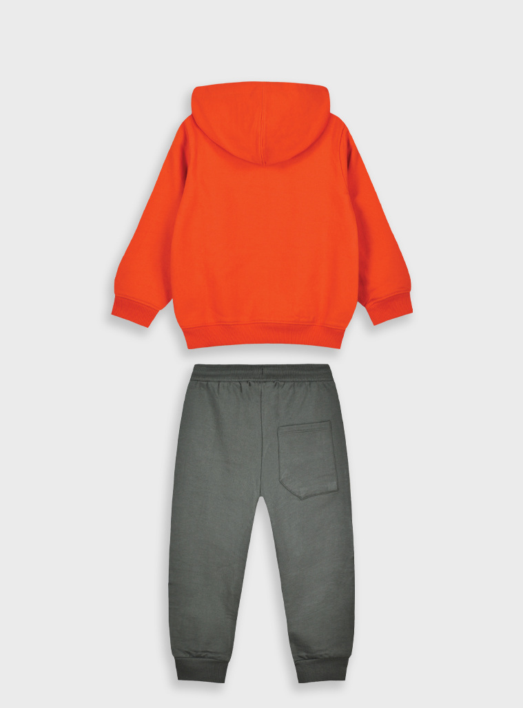 Boy΄s Fleece Tracksuit with hood | ANTHRACITE