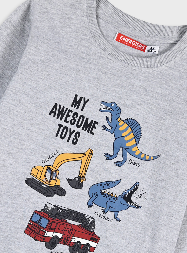 Βαμβακερή μπλούζα μακό με τύπωμα, αγόρι | ΜΕΛΑΝΖΕ